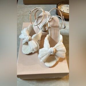 Loeffler Randall White Pleated Bow Heels